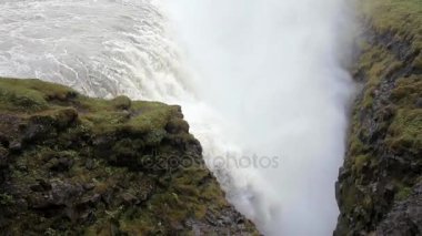 Gullfoss şelale Panoraması. İzlanda'daki güzel doğa