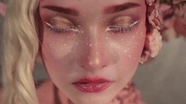 Genç güzel kız elf. Yaratıcı makyaj ve bodyart