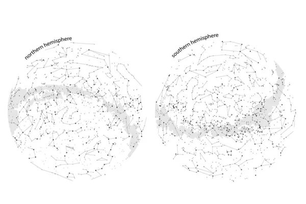 Verdaderas constelaciones del hemisferio sur y del hemisferio norte , — Vector de stock