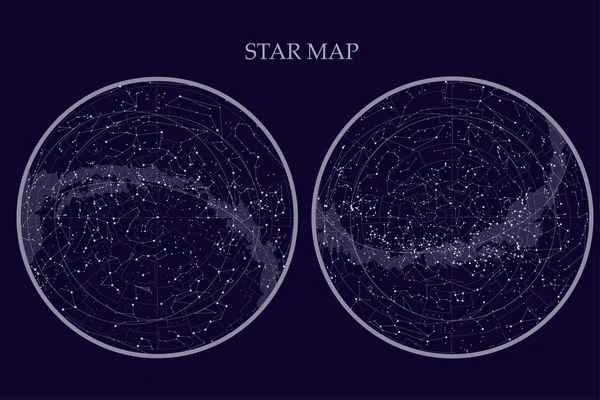 Wahre Sternbilder der südlichen und nördlichen Hemisphäre, — Stockvektor