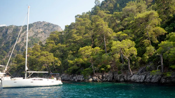 Beautiful scenery, the yacht is anchored in a beautiful Bay.