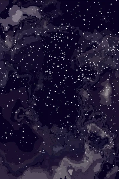 Hermoso fondo abstracto de romance y ciencia, las estrellas del cielo nocturno a través de las nubes . — Vector de stock