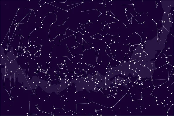 Constellations vraies de l'hémisphère sud, carte des étoiles. Astronomie scientifique, carte des étoiles sur fond bleu — Image vectorielle