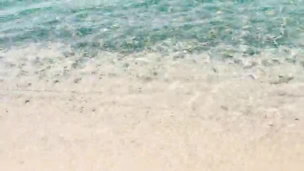 Sea surf, white sand beach and transparent wave, Relax — Stock Video