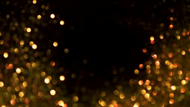 Gold glitter magic background. Defocused light and free focused place for your design. — Stock Video