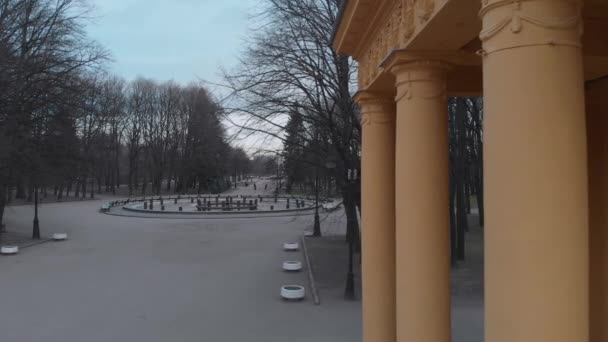 Парк Победы в Московском районе Санкт-Петербурга, вид сверху на Центральную аллею , — стоковое видео
