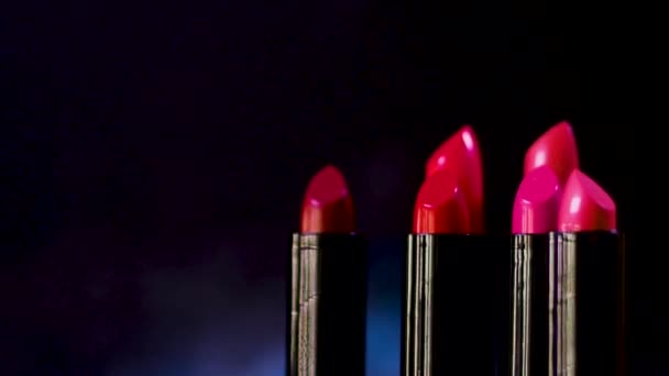Lipstick, accessories for makeup. Several different colors — Stock video
