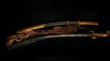 İSTANBUL, TURKEY - 21 Eylül 2019: Müzedeki Antik Türk silahları