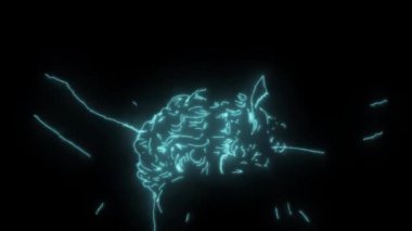 İnsan beyninin yapısı, konsept. Parlak neon çizgiler