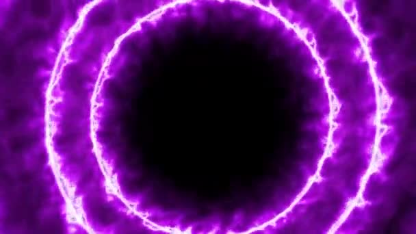 動的抽象トンネル。紫色の輝きの円が動いている — ストック動画