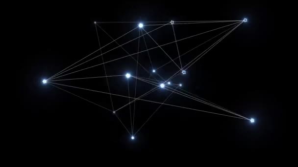 Grafik mit leuchtenden Sternen an der Spitze bewegt sich rhythmisch auf einem schwarzen — Stockvideo