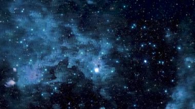 Mavi yıldız nebulası, yıldızlar arası uzay, parlayan yıldızlı uzay,