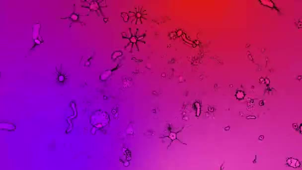 Микрокосмос, множество бактерий и вирусов и других микроорганизмов . — стоковое видео