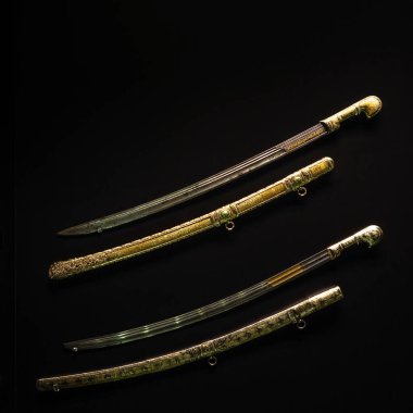 İSTANBUL, TURKEY - 21 Eylül 2019: Müzedeki Antik Türk silahları