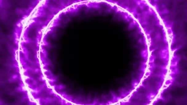 Dynamiczny abstrakcyjny tunel. Kręgi fioletowego blasku poruszają się. — Wideo stockowe