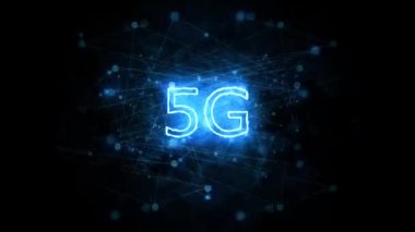 Yeni neslin 5G yüksek hızlı interneti, konsept. Neon işareti