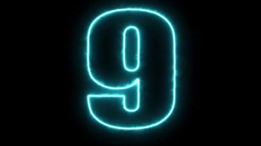 Neon mavisi geri sayım zamanlayıcısı, 10 'dan 0' a, dinamik sayılar