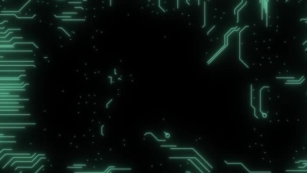 Chips dans la lumière au néon. Carte mère, contours de réseau en cours d'apparition .