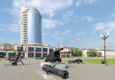 Eski top ve Amiral Serebry sahil mesire üzerinde çapa