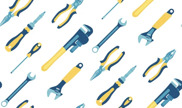Tools: screwdrivers, pliers and wrenches. Seamless pattern. Vector — Stock Vector