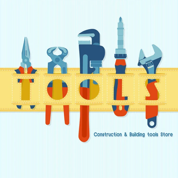 Cinturón. Banner para la construcción y la tienda de herramientas de construcción. Vector — Archivo Imágenes Vectoriales