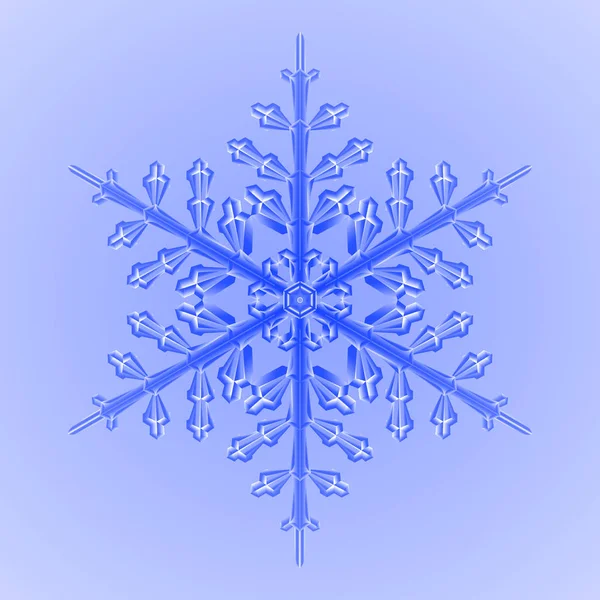 3D sneeuwvlok op een blauwe achtergrond. Vectorillustratie. — Stockvector