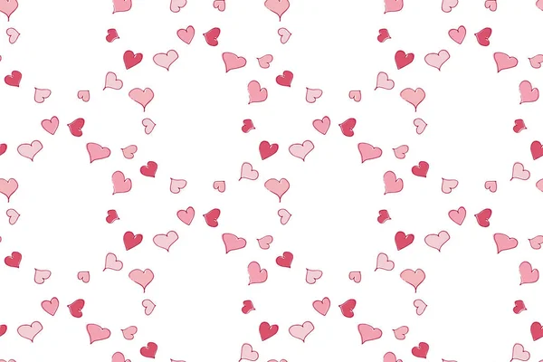 Red and pink hearts background. Valentines Day seamless pattern. — Stock Vector