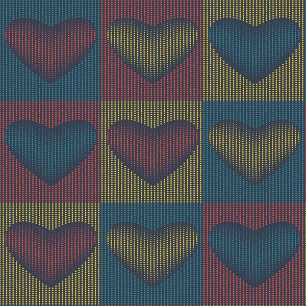 Retro psychedelischen Punktherzen nahtloses Muster. Valentinstag Vektor Hintergrund. — Stockvektor