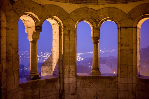 Budapest view from an old summerhouse down to the Danube river Stock Image