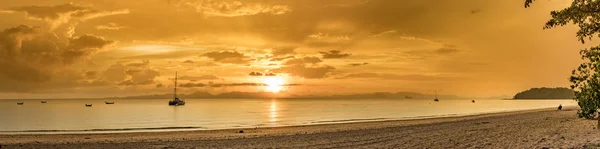 Klasik Tayland uzun kuyruk tekneler, büyük 50 Mp panorama günbatımı Manzaralı 
