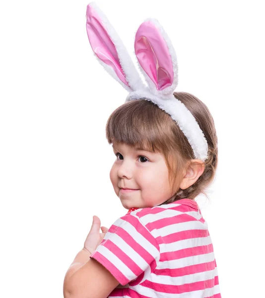 Little girl with rabbit ears — Stock Photo, Image