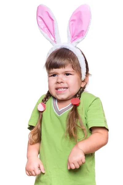 Little girl with rabbit ears — Stock Photo, Image