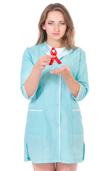 Female doctor on white — Stock Photo, Image