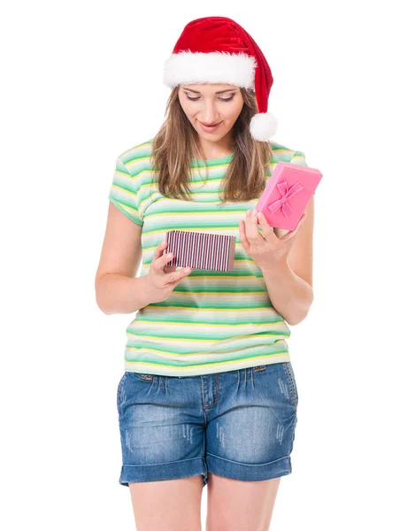 Adolescente chica en santa hat — Foto de Stock