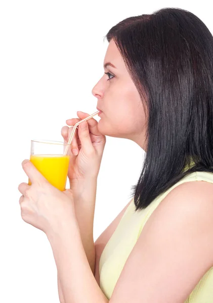 Woman with oranges juice — Stock Photo, Image