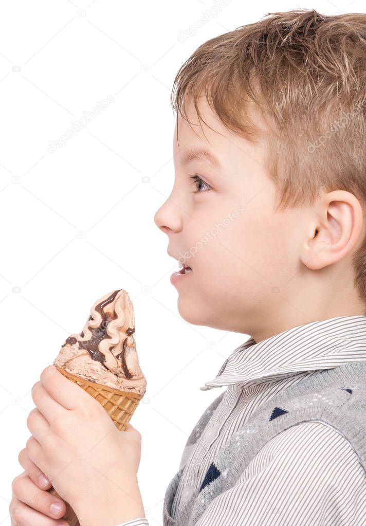 Little boy with ice cream cone