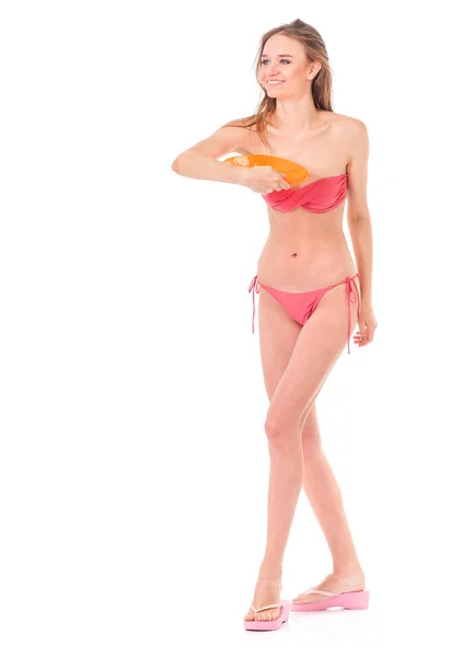 Kız bikinili poz — Stok fotoğraf