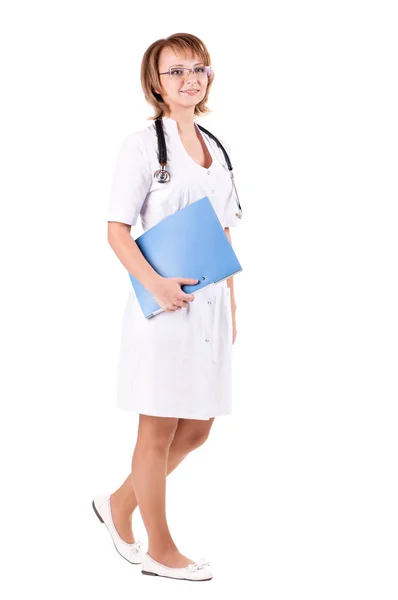 Médica feminina em branco — Fotografia de Stock