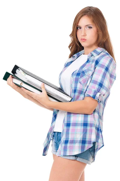 Teen girl with folders — Stock Photo, Image