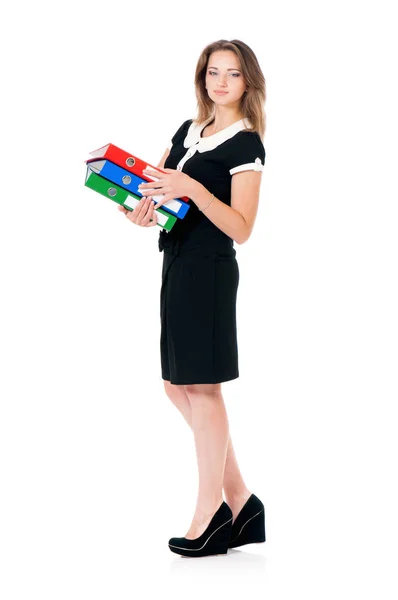 Young business woman on white — Stock Photo, Image