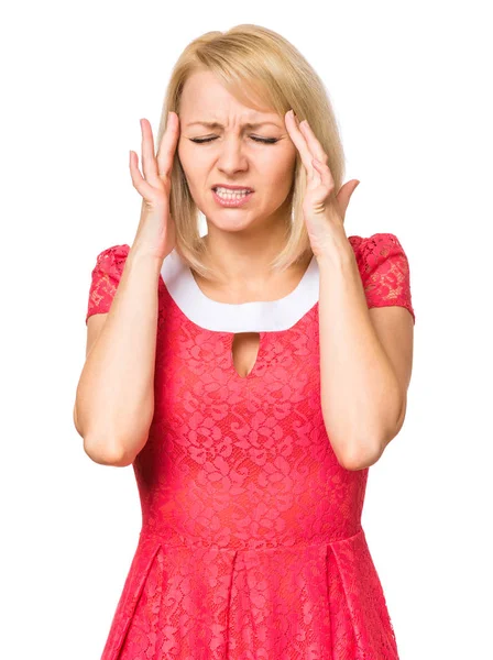 Retrato mujer sobre fondo blanco — Foto de Stock