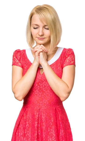 Retrato mujer sobre fondo blanco — Foto de Stock