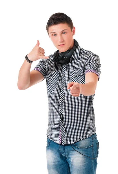 Teen boy with headphones — Stock Photo, Image