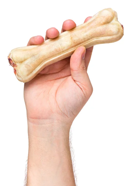 Hand with dog bone — Stock Photo, Image