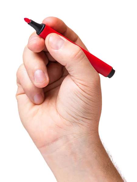 Hand mit rotem Marker — Stockfoto