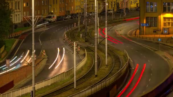 Time Lapse Night City Traffic Estrada Com Luzes Carro Tráfego — Vídeo de Stock