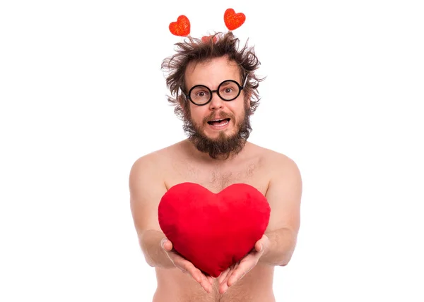 Hombre barbudo loco - concepto de amor — Foto de Stock