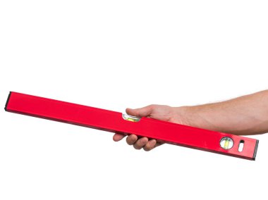 Male hand with bubble level
