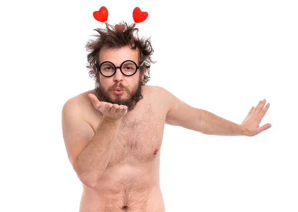 Божевільний бородатий чоловік - любов концепція — стокове фото