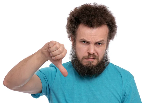 Crazy bearded man emotions and signs — Stock Photo, Image